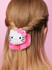 HELLO KITTY AND FRIENDS | SHEIN 2 件粉色卡通小猫发圈，带柔软毛绒饰品 - 粉色 - 查看 4