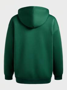 Manfinity Homme Men's Solid Color Zip Up Hooded Long Sleeve Casual Sweatshirt - Green - View 2