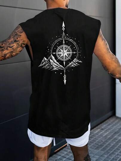 Manfinity LEGND Maiou bărbătesc cu imprimeu simplu, fără mâneci, guler rotund, stil anii 2000