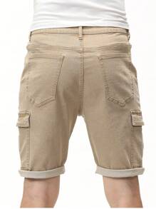 Manfinity Homme Men's Cargo Pocket Casual Loose Bermuda Denim Shorts