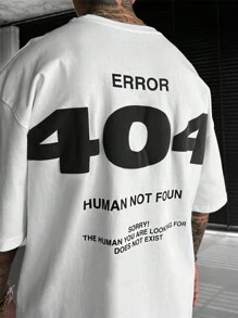 Men's Casual Numeric Print Round Neck Short Sleeve T-Shirt, Summer - White - View 4