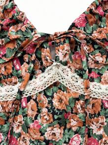 SHEIN Unity Women Floral Print Contrast Lace Cami Top For Vacation - Multicolor - View 5