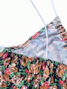 SHEIN Unity Women Floral Print Contrast Lace Cami Top For Vacation - Multicolor - View 6
