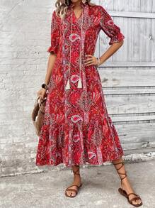EMERY ROSE Váy nghỉ mát cổ điển in họa tiết Paisley - Nhiều màu - Xem 5