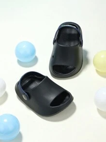 1 Pair Baby Breathable Simple & Cute Dinosaur Theme Anti-Slip Hollow Sandals, Beach Shoes - Black - View 6