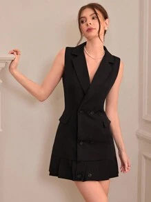 Aveloria Rosie 女式新款简约职业西装风格下摆褶皱无袖连衣裙