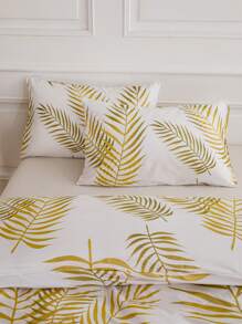 Tropical Plant Print Bedding Set - Gold - View 4