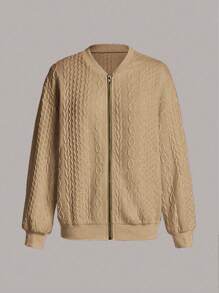 EMERY ROSE Chaqueta casual de mujer con textura minimalista y cierre de cremallera