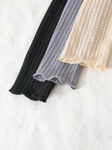 3pcs Tween Girls Winter Soft Knitted Textured Fabric Multi-Color Versatile Turtleneck Long Sleeve T-Shirt Set For Casual Wear - Multicolor - View 4