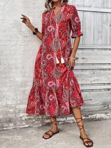 EMERY ROSE Váy nghỉ mát cổ điển in họa tiết Paisley - Nhiều màu - Xem 3