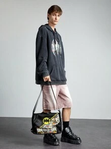 Batman X ROMWE Men Messenger Bag Large Capacity Shoulder Bag Crossbody Bag Laptop Briefcase - Black - View 6