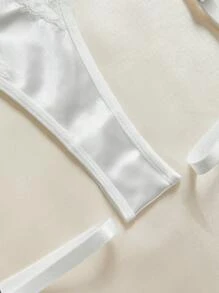 Bộ đồ lót ren có gọng garter tương phản kèm 1 cặp vòng chân - trắng - Xem 5
