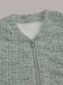 Chaqueta casual de primavera/otoño con textura y cierre frontal con cremallera - Gris Claro - Ver 3