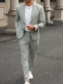 Manfinity Mode Traje de chaqueta y pantalón con rayas para hombre