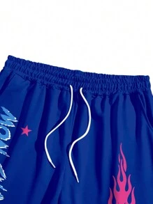 Manfinity EMRG 2pcs Men Cartoon Printed Crew Neck Short Sleeve T-Shirt And Shorts Set - Multicolor - View 4