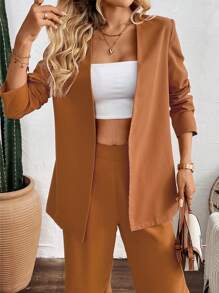 Chiquease 时尚职业 V 领女士商务套装 - 亮橙色 - 查看 6