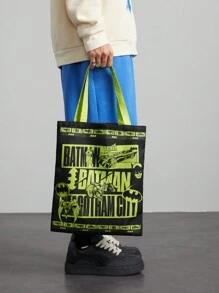 Batman X ROMWE Double-Sided Cartoon & Letter Print Tote Bag - Multicolor - View 6