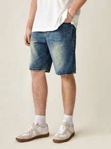 Manfinity Hypemode Men's Solid Color Simple Everyday Denim Shorts