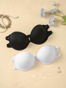 2pcs Women's Creative & Fashionable Backless Push-Up Bra Set - Multicolor - View 3