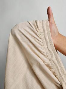 SHEIN Tall Women's Linen Slub Trousers - Khaki - View 8