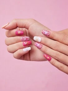 HELLO KITTY AND FRIENDS | SHEIN 猫咪美甲贴纸套装，情人节 - 彩色 - 查看 6