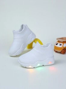 1 双婴儿透气条纹软布运动鞋，带 LED 灯，户外跑步鞋，四季皆宜 - 白色 - 查看 6