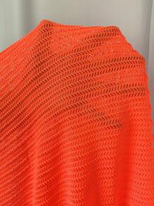 SHEIN Swim Summer Beach Women's Solid Color Simple Daily Hollow Out Cover Up 2pcs/Set - Burnt Orange - View 8