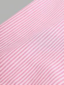 SHEIN Girlism Tween Girl Contrast Waist Simple Loose Casual Wide-Leg Trousers - Coral Pink - View 4