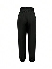 Women's Pleated Pocket Casual Streetwear Cropped Cargo Pants - Black - View 2