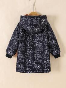 Abrigo con capucha estampado de león lindo para niño pequeño, chaqueta con capucha forrada térmicamente gruesa para un uso cálido y cómodo, diseño de ropa de calle con estilo apto para otoño, invierno, Halloween, Navidad y Acción de Gracias