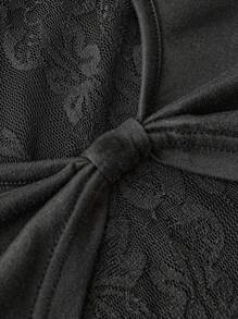 SHEIN Unity Black Fashion Lace Patchwork Twist Back Top For Summer - Black - View 4