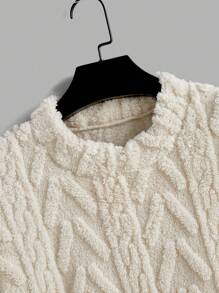 Manfinity Homme 男士圆领长袖简约卫衣和前系带休闲裤休闲装，两件套卫衣套装，男士针织两件套，舒适服装，秋冬服装 - 杏色 - 查看 4