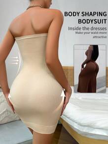 1 pieza Vestido ajustado bandeau de unicolor sin costuras simple para uso diario para mujeres