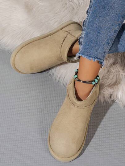 Nuove scarpe da neve alla caviglia in peluche corta antiscivolo per donne, autunno/inverno, scarpe da esterno calde e confortevoli