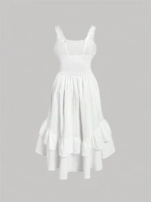 SHEIN MOD 大码女式褶皱不对称下摆夏季连衣裙