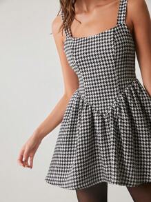 Enchnt Autumn Dress, Women's Romantic Plaid Design Fluffy Princess Dress, Fashion, Date Party Dress - Black - View 6