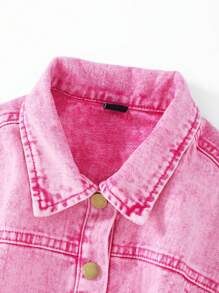 SHEIN 1 Stück fuchsiafarbenes lässiges Jeans Kleid für Tween-Mädchen
