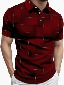 Manfinity Dauomo Men's Simple Printed Short Sleeve Polo Shirt - Burgundy - View 1