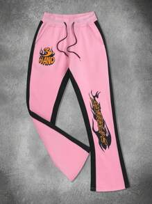 Manfinity Roghcode Printed Flare Pants For Plus Size Men - Multicolor - View 3