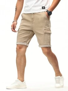 Manfinity Homme Men's Cargo Pocket Casual Loose Bermuda Denim Shorts