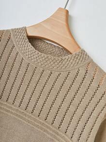 SHEIN Unity Simple Plain Crew Neck Short Sleeve Sweater, Casual Everyday Wear