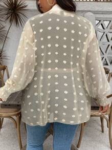 Calvaya Plus Size Women's Solid Color Mesh Long Sleeve Jacket Fall Cloth For Women - Apricot - View 2