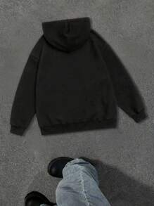 Manfinity Roghcode Men's Face Print Hooded Sweatshirt - Black - View 2