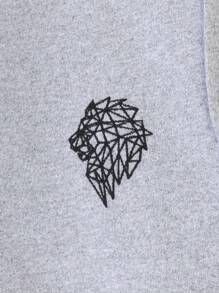 RueChic 棉质男士休闲图案刺绣修身运动衫 - 灰色 - 查看 3