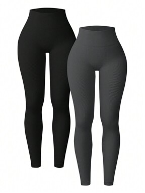 Easithlete 2 paquets de leggings côtelés pour femmes - taille haute, contrôle du ventre, levage des fesses, taille fine. Pantalon de yoga pour le sport, la course, le cyclisme, le yoga, le pickleball, l'exercice et le casual