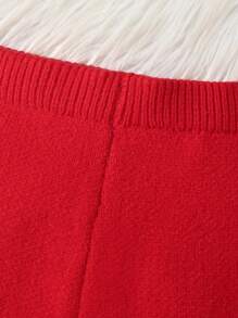 2 件套婴儿女孩/男孩针织圆领毛衣和裤子套装，舒适温暖，适合秋冬季假期圣诞节新年驯鹿心形设计 - 紅色 - 查看 7