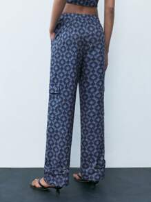 Maija Women's All-Over Print With Pockets Straight-Leg Pants - Blue - View 6