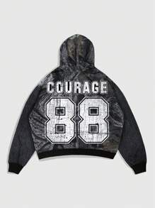 ROMWE MEN Street Life Men Letter Graphic Sweatshirts, School - Multicolor - View 2