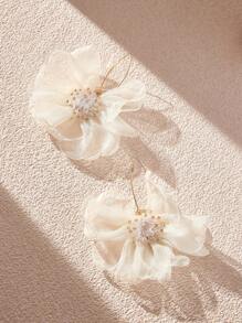 SHEIN Belle Faux Flower Dangle Earrings Suitable For Women Daily, Dating, Vacation, Wedding Wear Valentines,Mom,Mother,Mother's Day,Gift - White - View 5