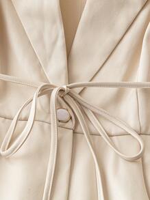 SHEIN Unity Plus Size Women's Spring And Autumn Solid Color Three-Quarter Sleeves Lotus Leaf Hem Suit Jacket - Apricot - View 4